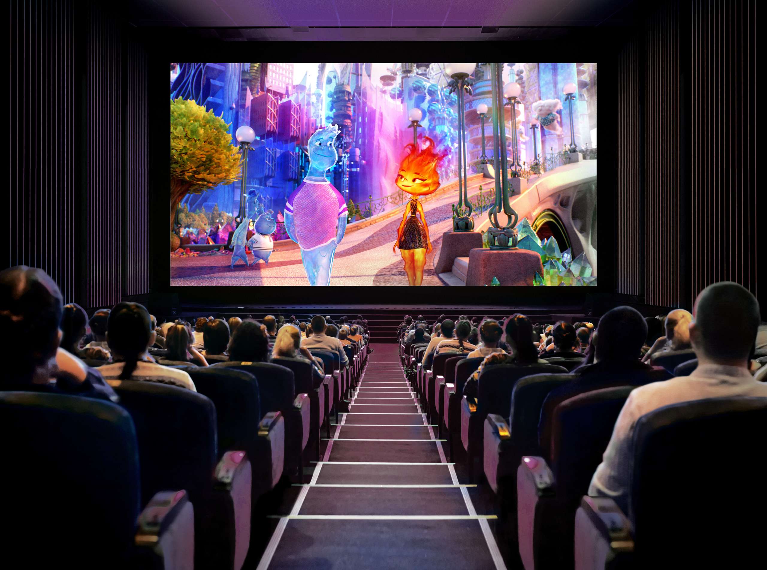 Modern cinema theater screen with comfortable seating